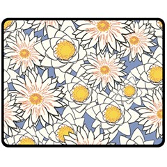 Flowers Pattern Lotus Lily Double Sided Fleece Blanket (medium)  by Pakrebo