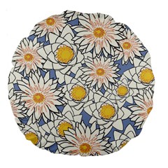 Flowers Pattern Lotus Lily Large 18  Premium Flano Round Cushions by Pakrebo