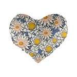 Flowers Pattern Lotus Lily Standard 16  Premium Flano Heart Shape Cushions Back