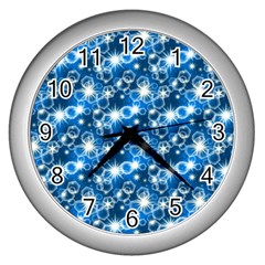 Star Hexagon Blue Deep Blue Light Wall Clock (silver) by Pakrebo