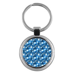 Star Hexagon Blue Deep Blue Light Key Chains (round)  by Pakrebo