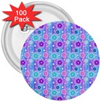 Flowers Light Blue Purple Magenta 3  Buttons (100 pack)  Front