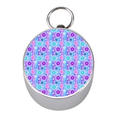 Flowers Light Blue Purple Magenta Mini Silver Compasses