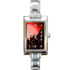 Sci Fi Red Fantasy Futuristic Rectangle Italian Charm Watch by Pakrebo