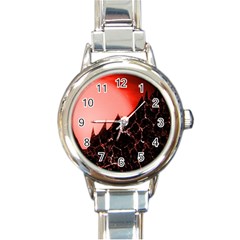 Sci Fi Red Fantasy Futuristic Round Italian Charm Watch by Pakrebo