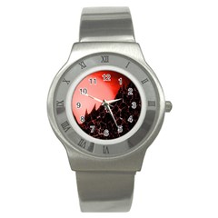 Sci Fi Red Fantasy Futuristic Stainless Steel Watch by Pakrebo