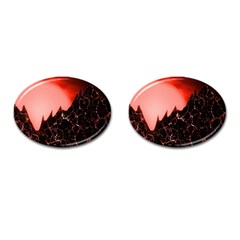 Sci Fi Red Fantasy Futuristic Cufflinks (oval) by Pakrebo