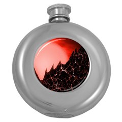 Sci Fi Red Fantasy Futuristic Round Hip Flask (5 Oz) by Pakrebo