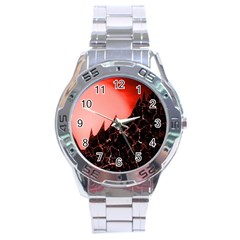 Sci Fi Red Fantasy Futuristic Stainless Steel Analogue Watch by Pakrebo