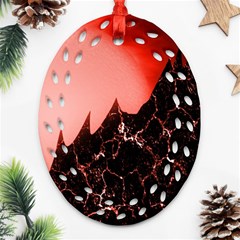 Sci Fi Red Fantasy Futuristic Ornament (oval Filigree) by Pakrebo