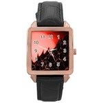 Sci Fi Red Fantasy Futuristic Rose Gold Leather Watch  Front