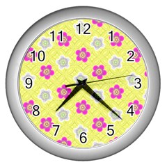 Traditional Patterns Plum Wall Clock (silver) by Pakrebo