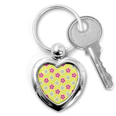 Traditional Patterns Plum Key Chains (heart)  by Pakrebo