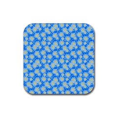 Hydrangea Blue Glitter Round Rubber Coaster (square)  by Pakrebo