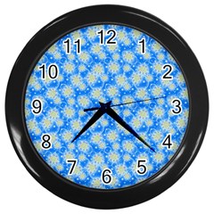 Hydrangea Blue Glitter Round Wall Clock (black) by Pakrebo