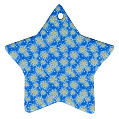 Hydrangea Blue Glitter Round Star Ornament (two Sides) by Pakrebo