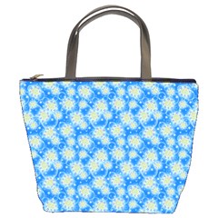 Hydrangea Blue Glitter Round Bucket Bag by Pakrebo