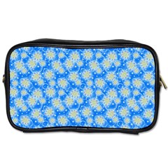 Hydrangea Blue Glitter Round Toiletries Bag (one Side) by Pakrebo