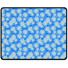 Hydrangea Blue Glitter Round Fleece Blanket (medium)  by Pakrebo