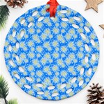 Hydrangea Blue Glitter Round Ornament (Round Filigree) Front