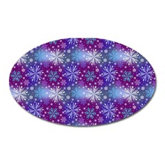 Snow White Blue Purple Tulip Oval Magnet by Pakrebo