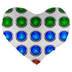 Vector Round Image Color Button Large 19  Premium Flano Heart Shape Cushions by Pakrebo