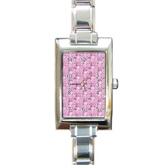 Texture Flower Background Pink Rectangle Italian Charm Watch by Pakrebo