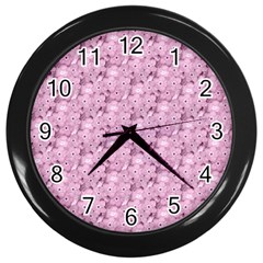 Texture Flower Background Pink Wall Clock (black) by Pakrebo