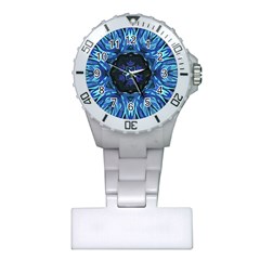 Background Blue Flower Plastic Nurses Watch by Pakrebo