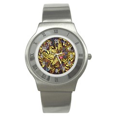 Lilies Abstract Flowers Nature Stainless Steel Watch by Pakrebo