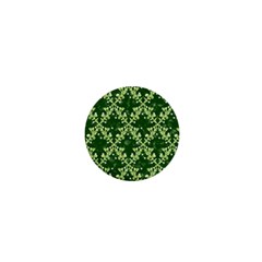 White Flowers Green Damask 1  Mini Magnets by Pakrebo