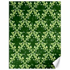 White Flowers Green Damask Canvas 18  X 24  by Pakrebo