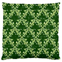 White Flowers Green Damask Standard Flano Cushion Case (one Side) by Pakrebo