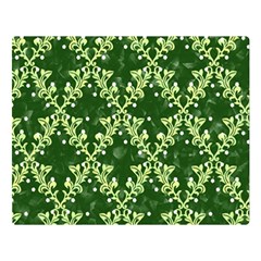 White Flowers Green Damask Double Sided Flano Blanket (large)  by Pakrebo