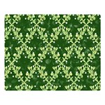 White Flowers Green Damask Double Sided Flano Blanket (Large)  80 x60  Blanket Front