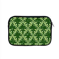 White Flowers Green Damask Apple Macbook Pro 15  Zipper Case by Pakrebo