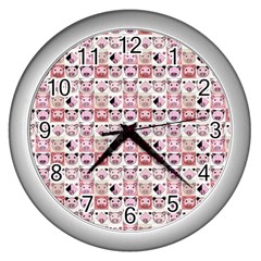 Graphic Seamless Pattern Pig Wall Clock (silver)