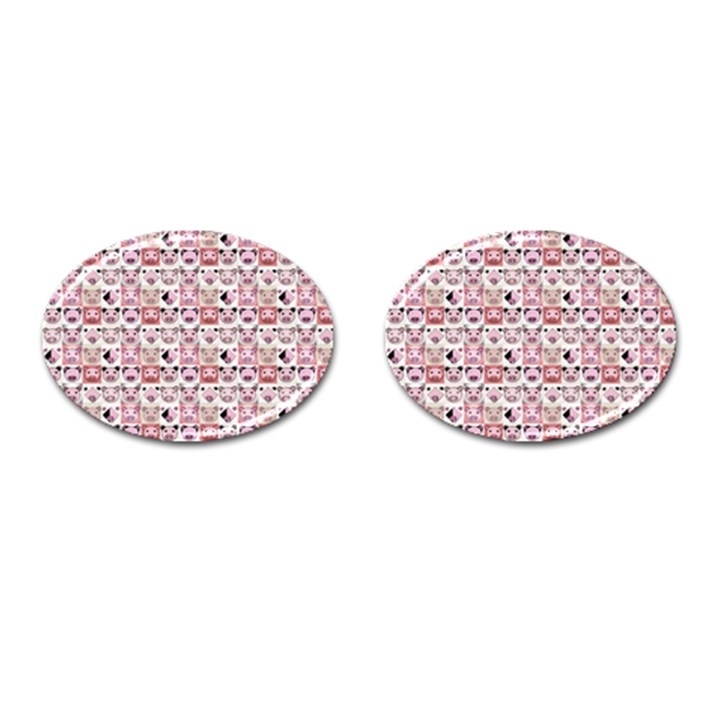 Graphic Seamless Pattern Pig Cufflinks (Oval)