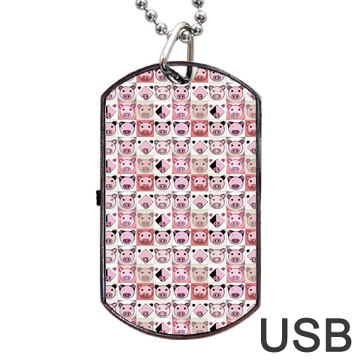 Graphic Seamless Pattern Pig Dog Tag USB Flash (Two Sides)