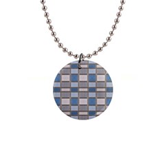 Abstract Seamless Fabric Blue 1  Button Necklace