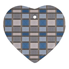 Abstract Seamless Fabric Blue Heart Ornament (Two Sides)