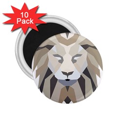 Polygonal Low Poly Lion Feline 2 25  Magnets (10 Pack)  by Pakrebo