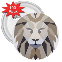 Polygonal Low Poly Lion Feline 3  Buttons (100 Pack)  by Pakrebo