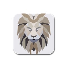 Polygonal Low Poly Lion Feline Rubber Square Coaster (4 Pack)  by Pakrebo