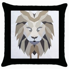 Polygonal Low Poly Lion Feline Throw Pillow Case (black) by Pakrebo