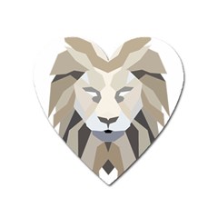 Polygonal Low Poly Lion Feline Heart Magnet by Pakrebo