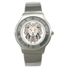 Polygonal Low Poly Lion Feline Stainless Steel Watch by Pakrebo