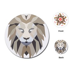 Polygonal Low Poly Lion Feline Playing Cards (round) by Pakrebo