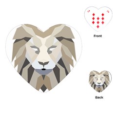 Polygonal Low Poly Lion Feline Playing Cards (heart) by Pakrebo