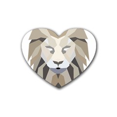 Polygonal Low Poly Lion Feline Rubber Coaster (heart)  by Pakrebo